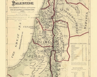 Palestine from the New Testament 1881 Old Map Reprint -  Middle East -  Bible Research - Historical Hand Atlas 4