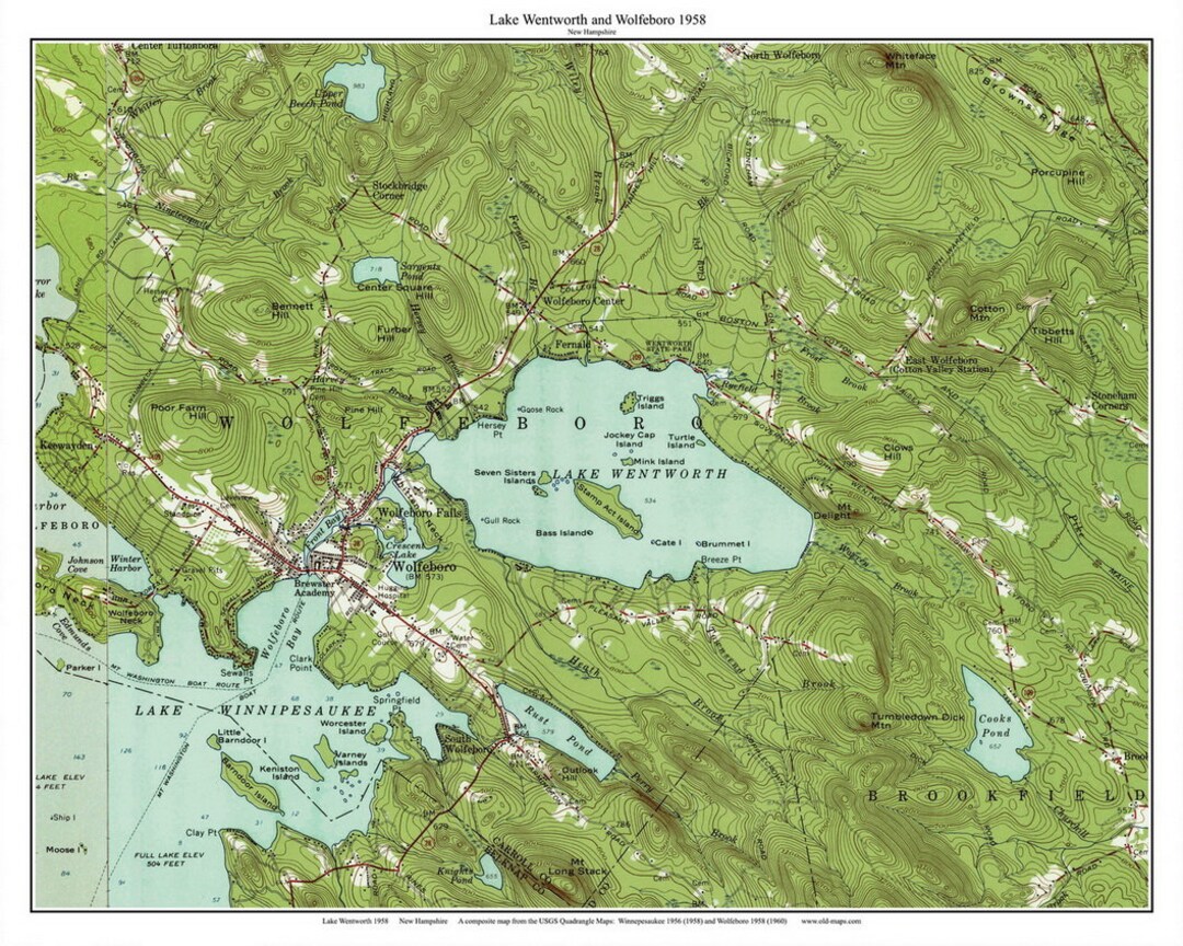 Lake Wentworth 1958 Old Topographic Map Wolfeboro USGS 15x15 Etsy