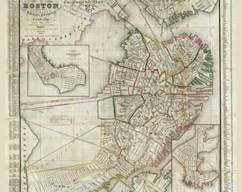 Boston 1846 Map by Smith - Reprint
