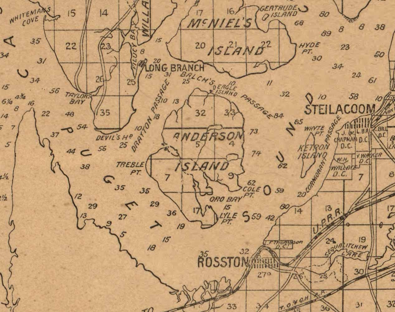 Pierce County Washington 1890 Land Owners Names Old Map Etsy UK