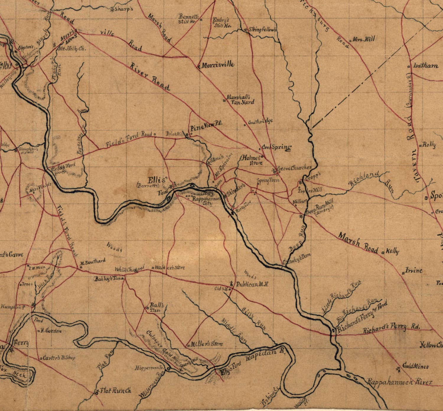 Fauquier County Virginia 1863 Old Wall Map With Homeowner Etsy