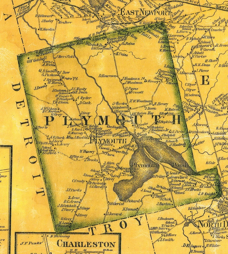 Penobscot County Maine 1859 LAMINATED Old Wall Map Reprint Etsy