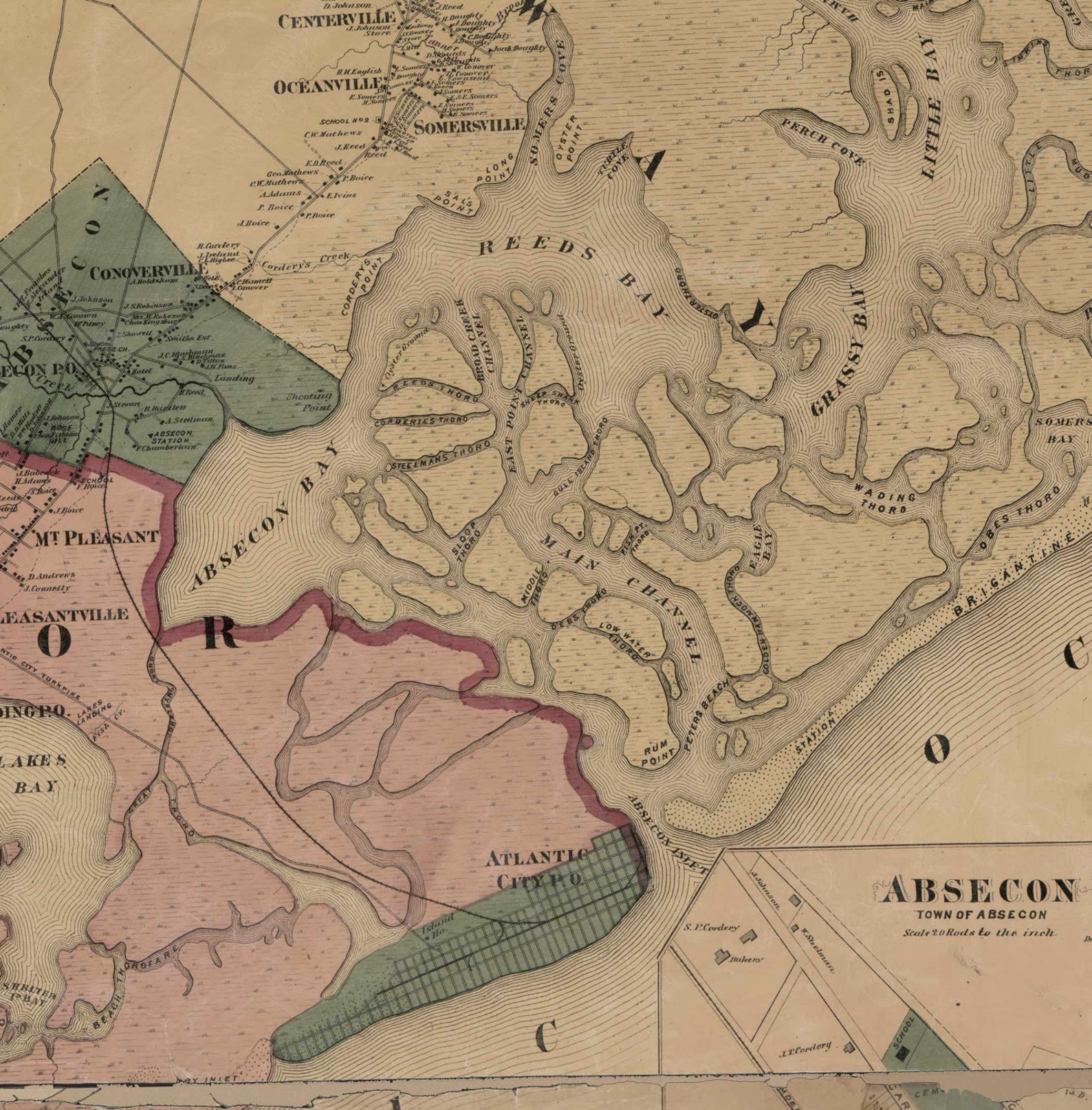 Atlantic County New Jersey 1872 Wall Map Reprint With Etsy