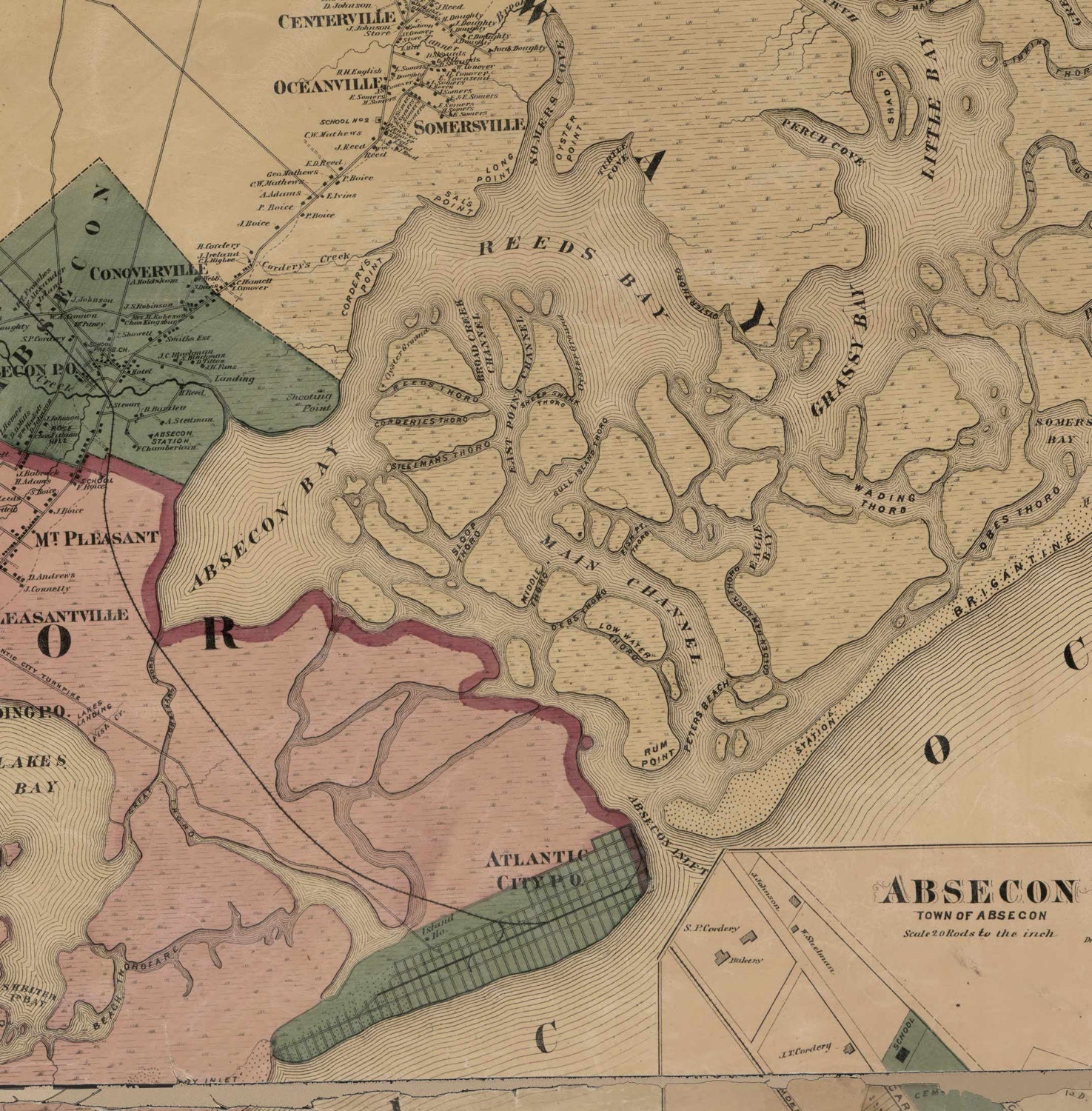 Atlantic County New Jersey 1872 Wall Map Reprint With  Etsy