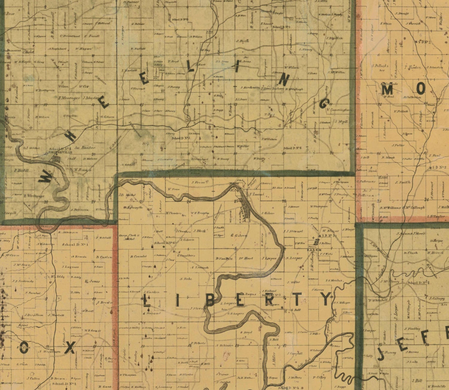 Guernsey County Ohio 1855 Old Wall Map Reprint With Etsy