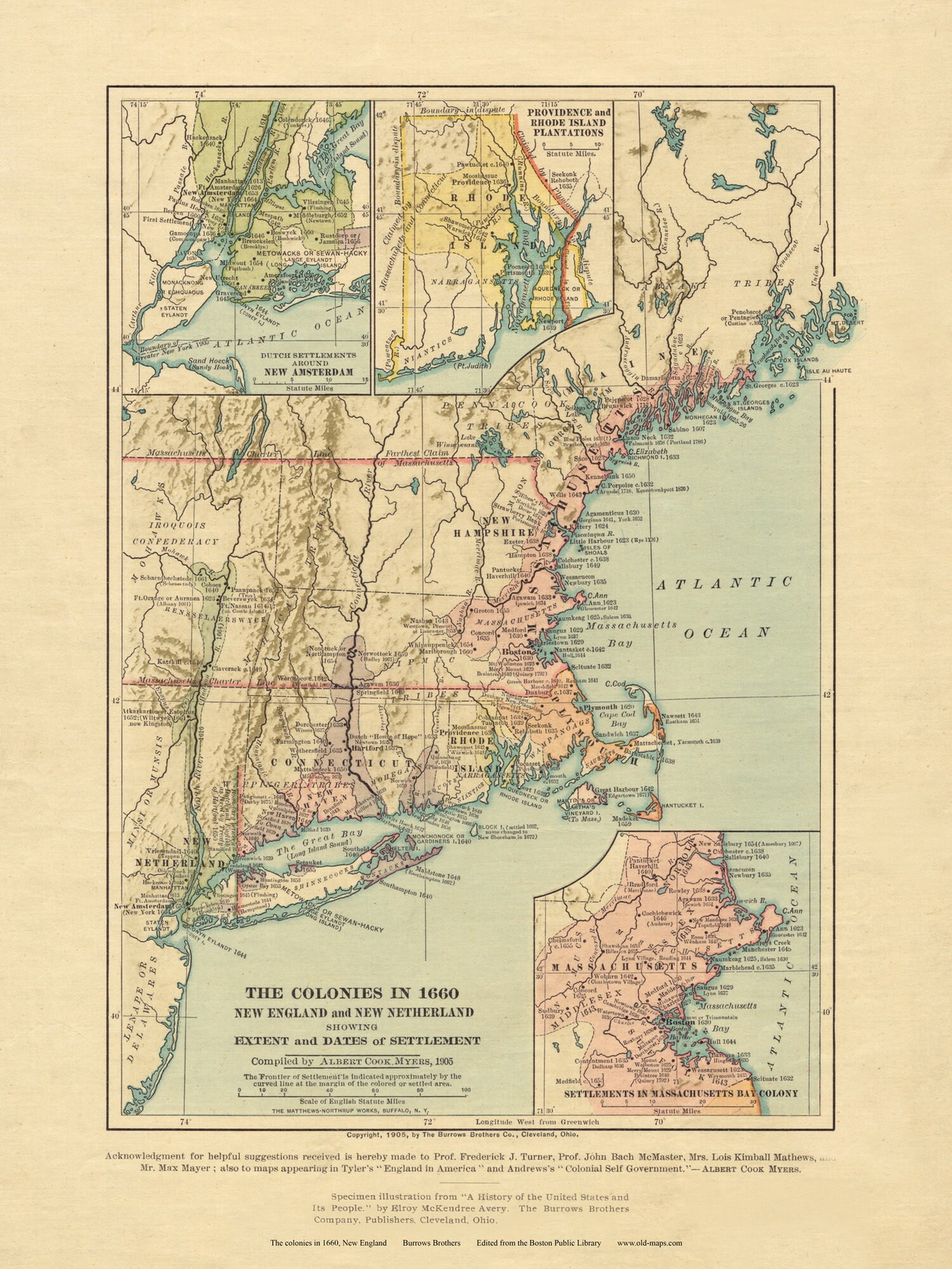 New England the Colonies in 1660 Old Map Reprint Burr NE - Etsy