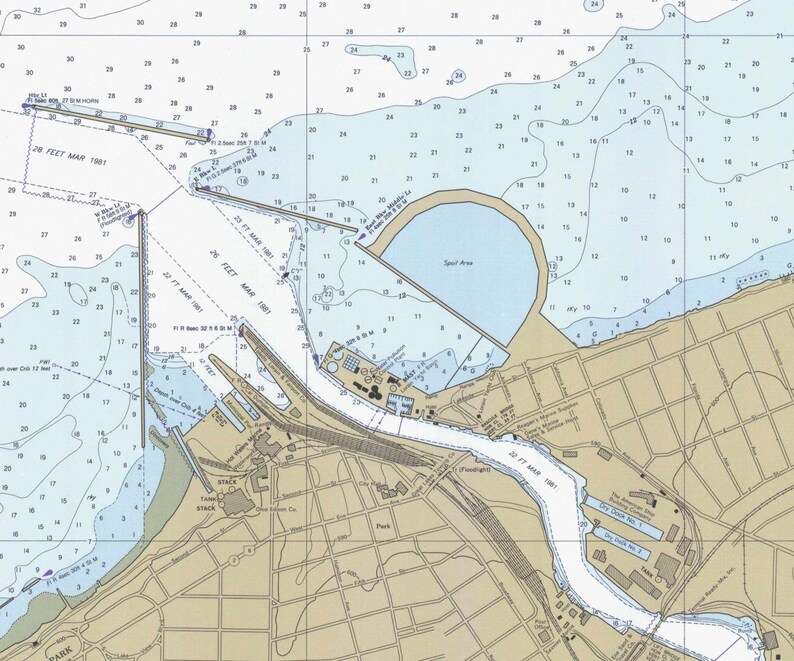 Lake Erie 1981 Lorain Harbor Ohio Nautical Map Reprint Etsy