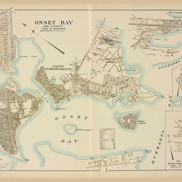 Onset Bay (Wareham), Massachusetts 1903 Old Town Map Reprint, Point Independence, Swifts Beach, Plymouth Co. Homeowner Names - MA Atlas