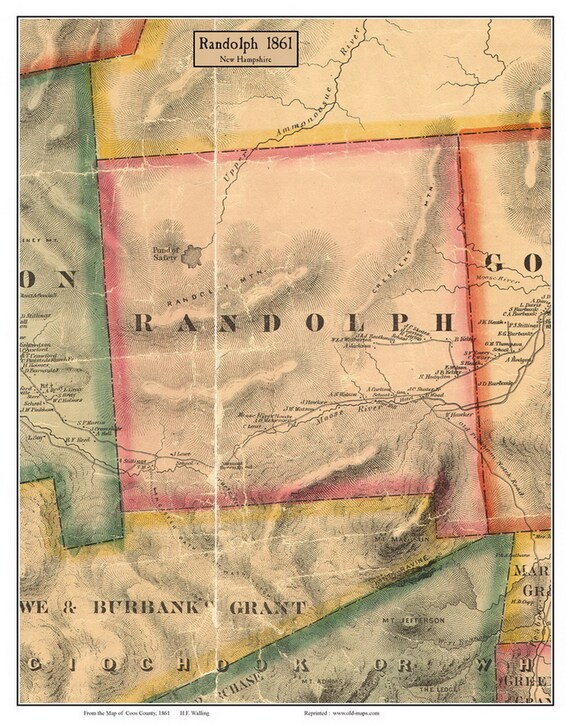 Randolph 1861 Old Town Map With Homeowner Names New Hampshire | Etsy