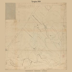 Tyringham 1830 Town Plan - Old Roads Reprint, Massachusetts Archives - MA