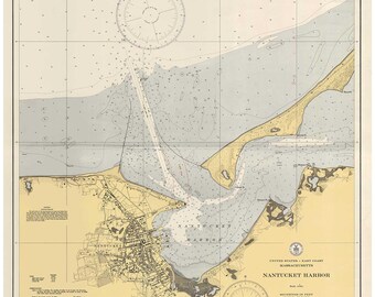 Nantucket Harbor,  MA - 1936 Nautical Map   - Reprint - Harobrs Chart 343