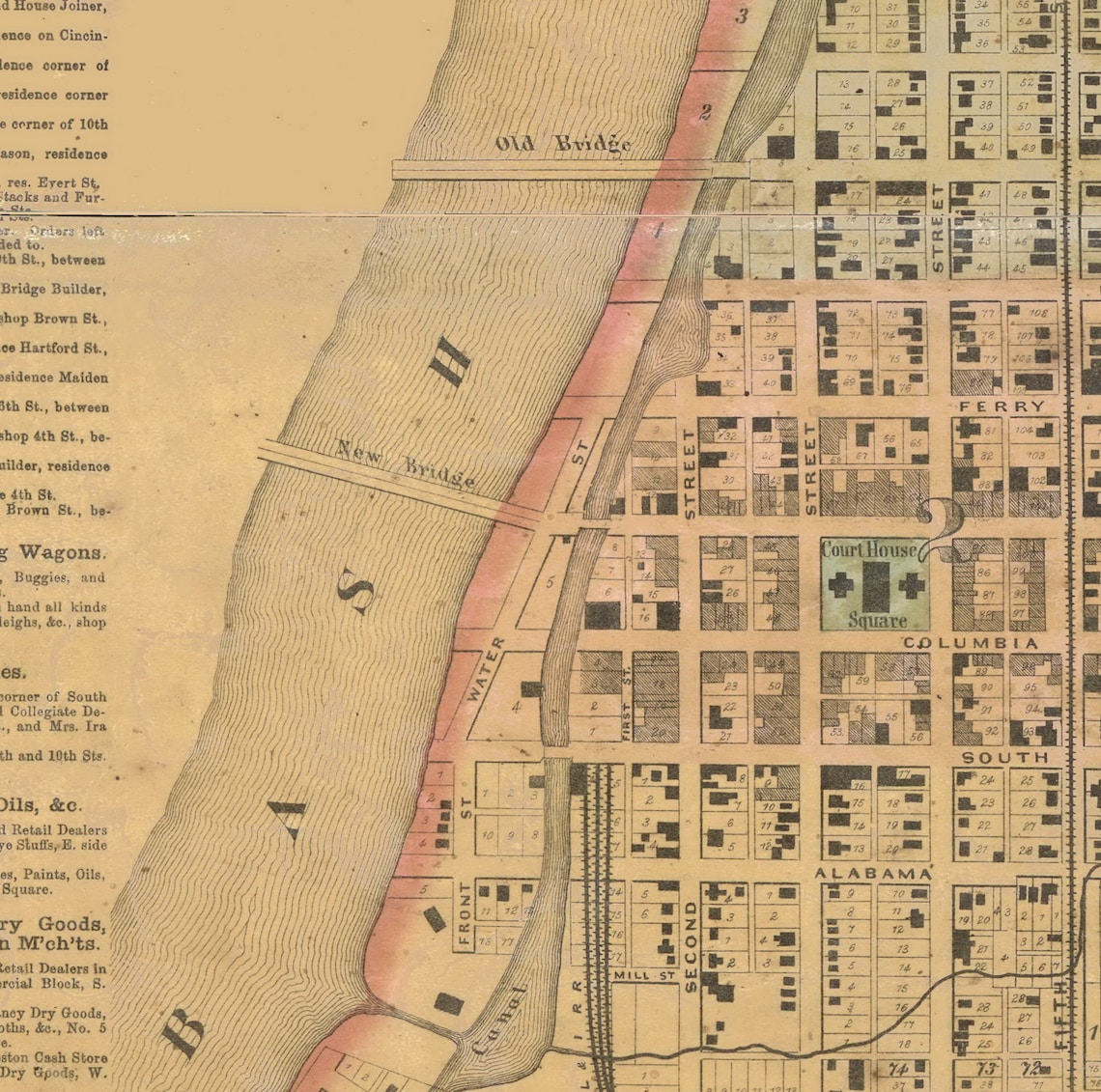 Lafayette 1866 Old Town Map With Homeowner Names Indiana - Etsy