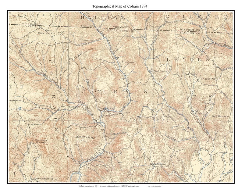 Colrain 1894 Old Topo Map Custom USGS Reprint Massachusetts - Etsy
