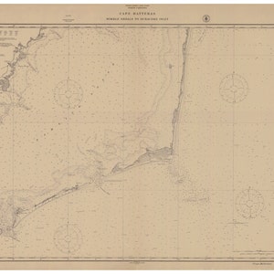 Wimble Shoals to Oracoke Inlet -1914 - Outer Banks Cape Hatteras Avon Rodanthe North Carolina - Nautical Map - Reprint  80000 AC Chart 1232