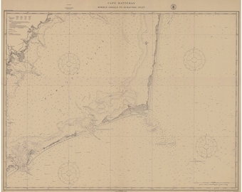 Wimble Shoals to Oracoke Inlet -1914 - Outer Banks Cape Hatteras Avon Rodanthe North Carolina - Nautical Map - Reprint  80000 AC Chart 1232