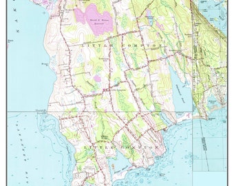 Little Compton - 1979 Old Topographic Map Harold E. Watson Resevoir USGS Custom Composite Reprint Rhode Island 7x7