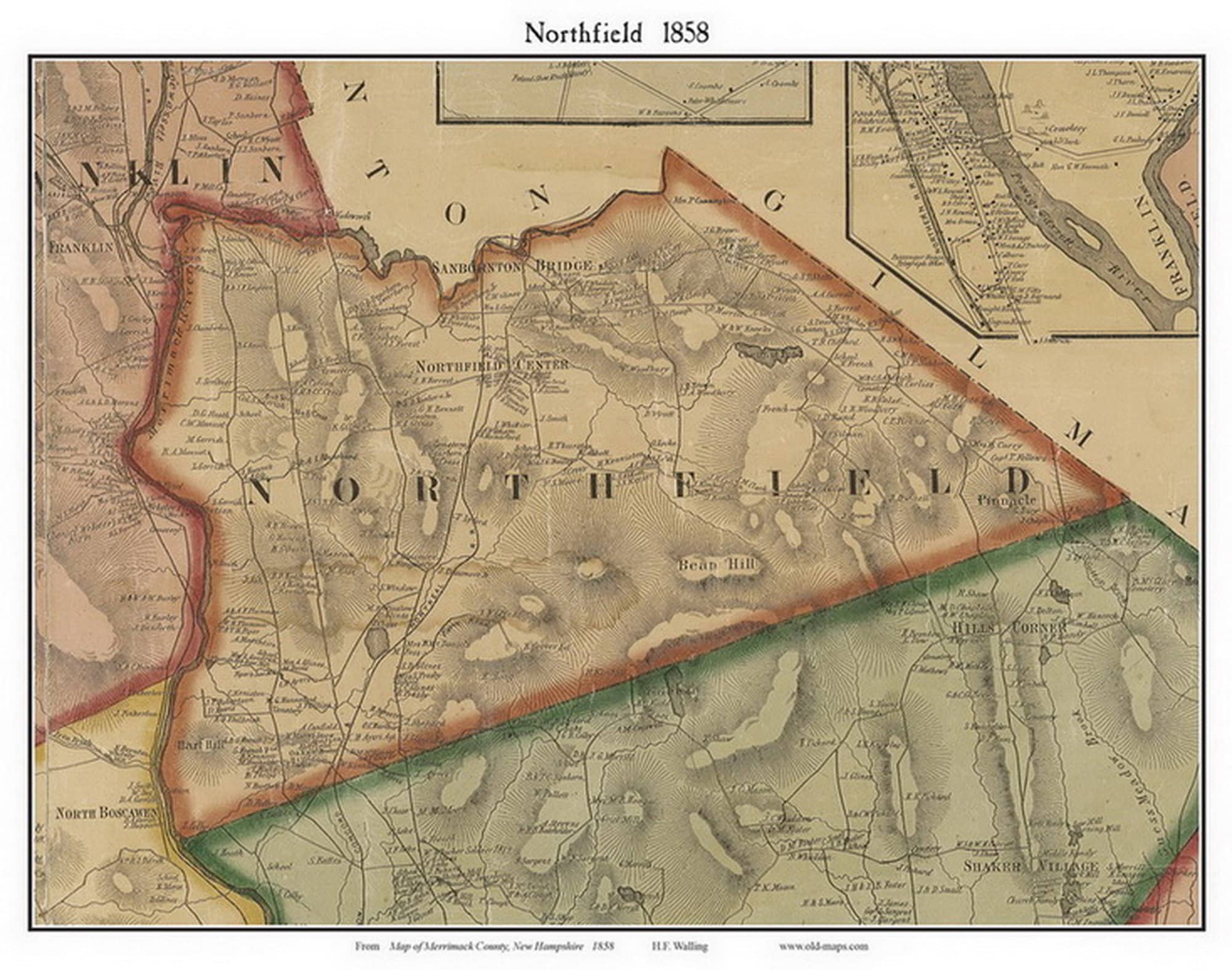Northfield 1858 Old Town Map With Homeowner Names New Etsy Australia