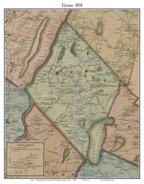 Maine State Map Of Greene Maine