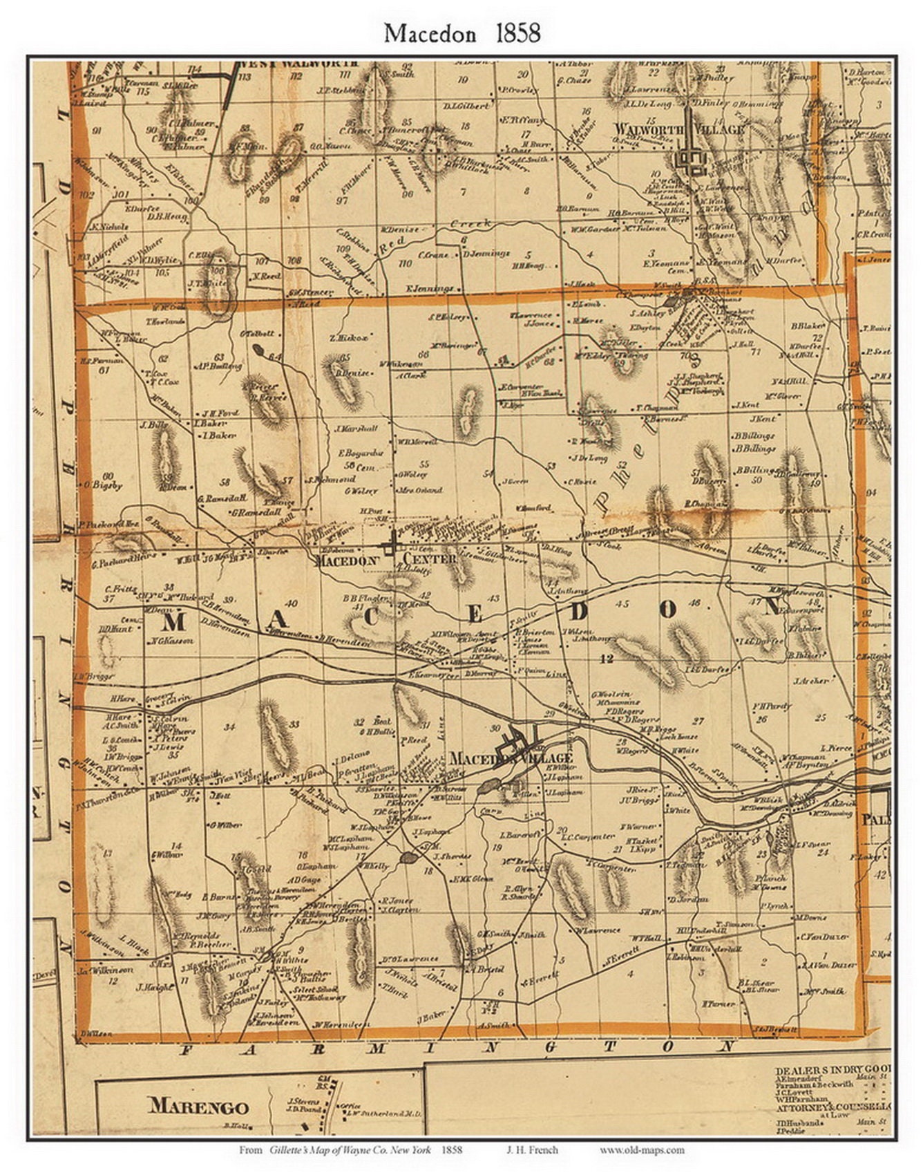 Macedon 1858 Old Town Map With Homeowner Names New York Reprint Il Q7q4 