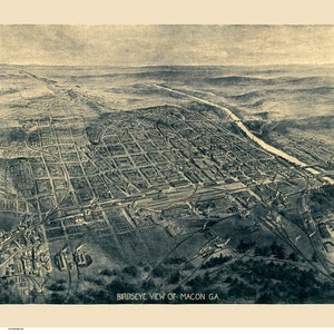 Macon Georgia - Old 1912  Birds Eye View  - Reprint