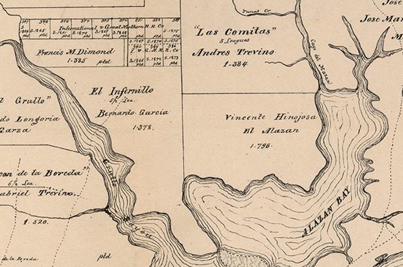 Nueces County Texas 1879 Old Wall Map Reprint With Land - Etsy