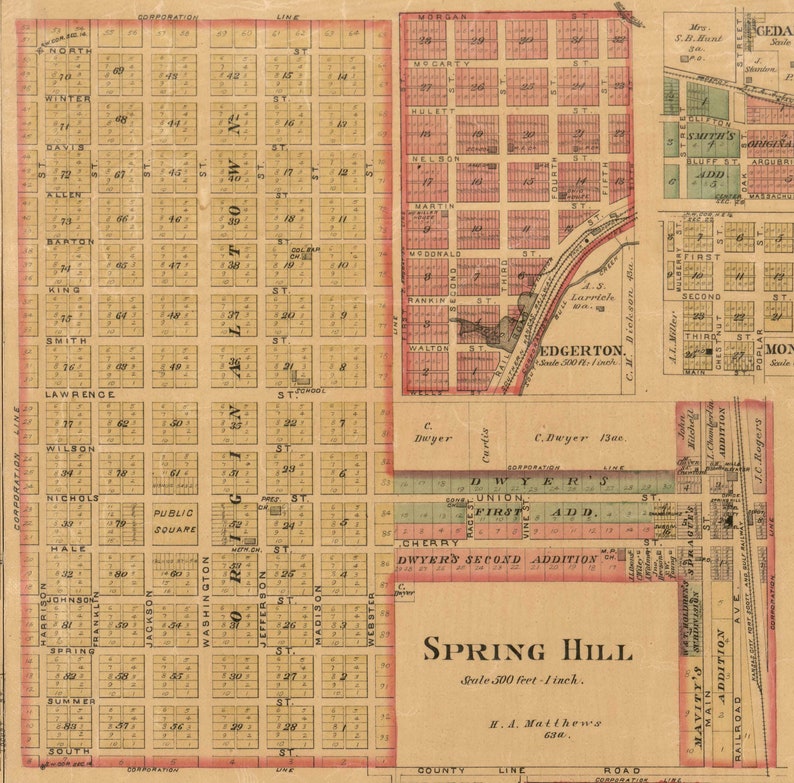 Johnson County Kansas 1886 Old Wall Map Reprint Etsy