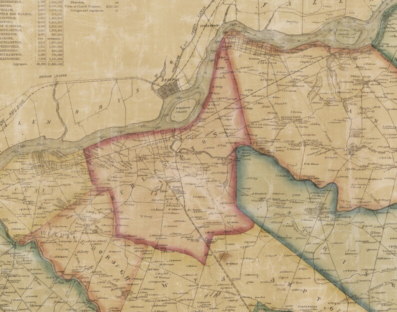 Burlington 1859 Old Town Map With Homeowner Names Burlington Etsy