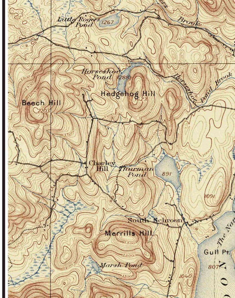 Schroon Lake ca 1900 USGS Old Topographical Map Custom Etsy