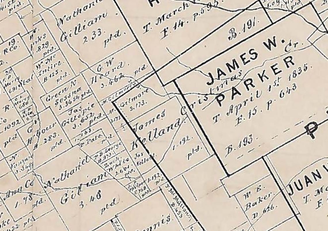 Limestone County Texas 1877 Old Wall Map With Lot Lines Etsy