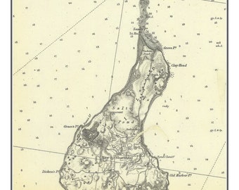 Block Island 1864 Nautical Chart Custom 80000 NY 114-120