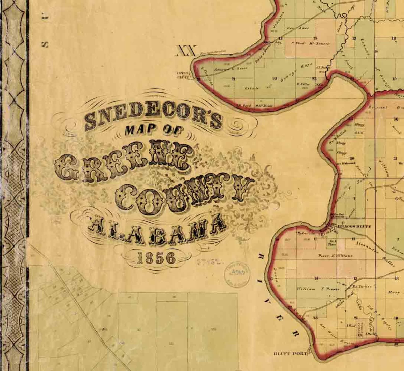 Greene County Alabama 1858 Old Wall Map With Landowner Names Etsy