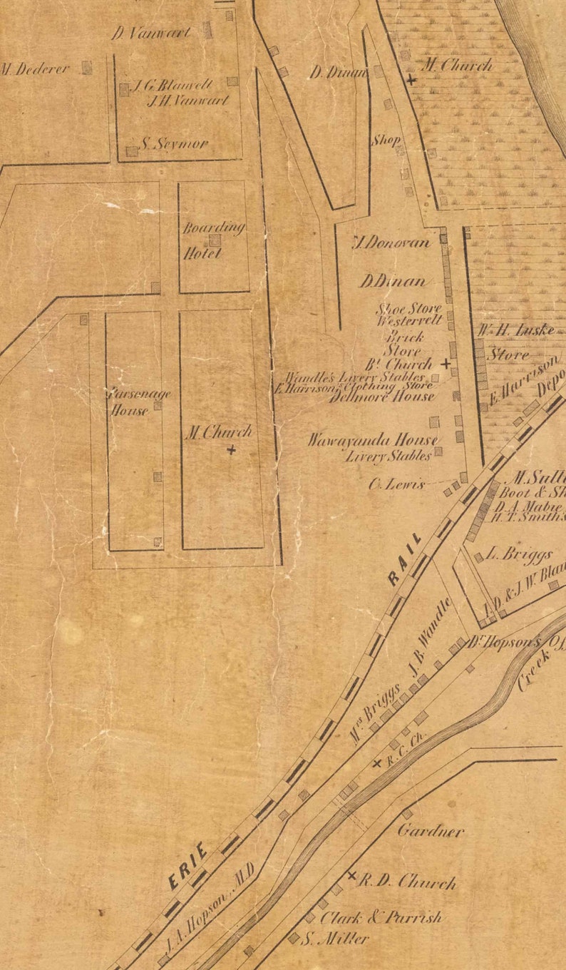 Piermont Village 1854 Old Map Homeowner Names Genealogy Etsy