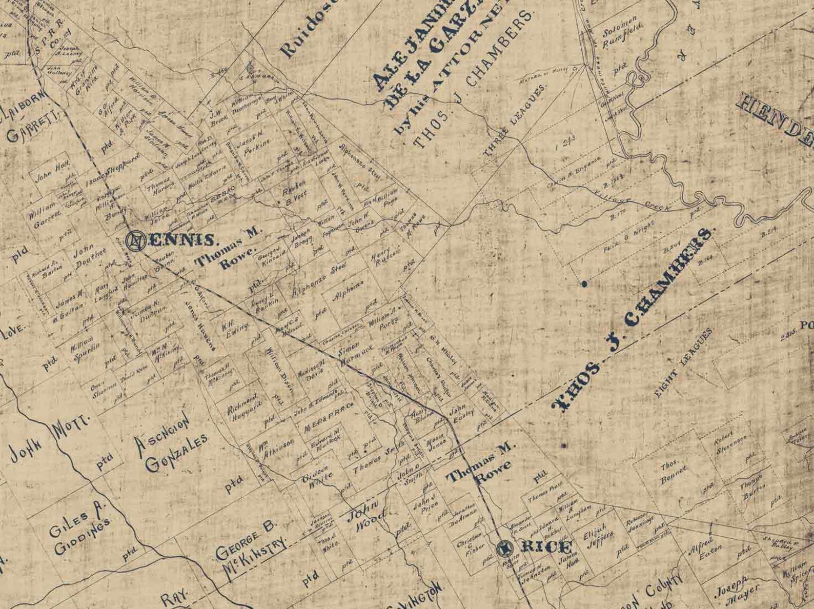 Ellis County Texas 1889 Old Wall Map Reprint With Land Etsy