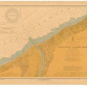Ontonagon Harbor in 1905 - Lake Superior - Michigan Nautical Map Reprint 1905a - Harbors small 951