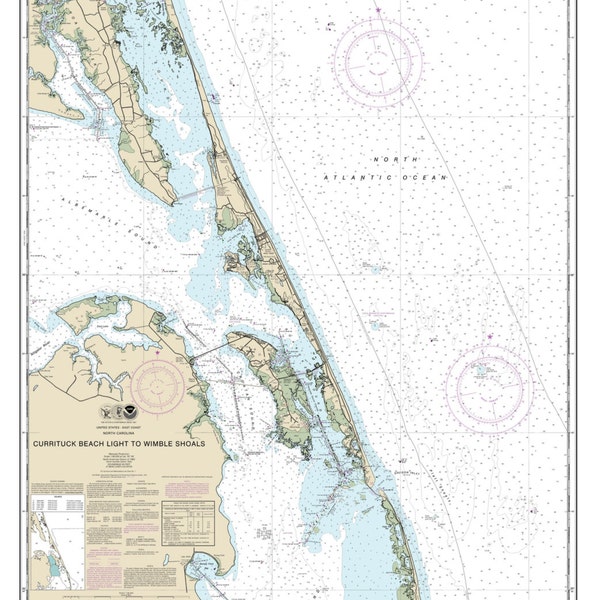 Currituck Beach Light to Wimble Shoals - 2012 Outer Banks  Kitty Hawk Nag's Head North Carolina -Nautical Map- Reprint  80000 AT Chart 12204