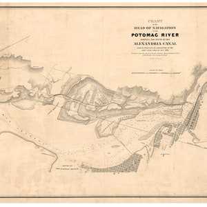 Proposed Alexandria Canal ca. 1841 - Potomac River - Washington DC - Old Map Reprint DC Specials