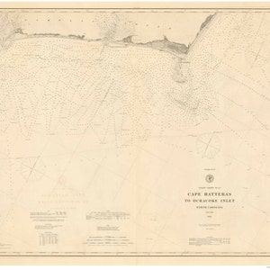 Cape Hatteras to Ocracoke Inlet - 1885 Outer Banks North Carolina - Nautical Map Reprint  80000 AC Chart 145