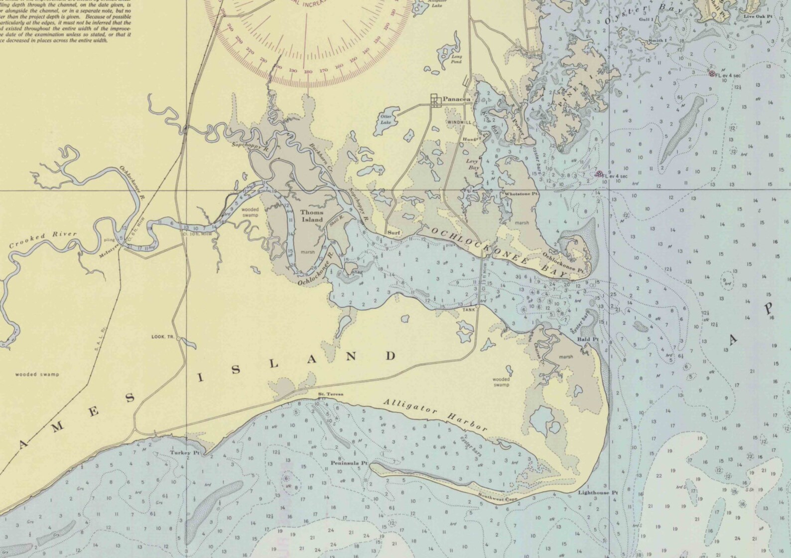 Apalachee Bay 1943 Ochlockonee Bay Aucilla River Rock Point Etsy