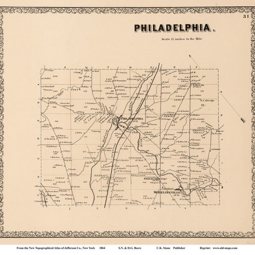 Romulus 1859 Old Town Map With Homeowner Names New York Cayuga Etsy