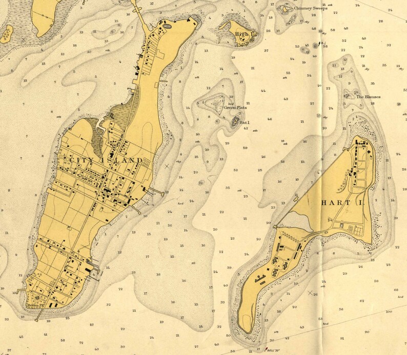 New Rochelle to Throgs Neck Long Island Sound NY 1917 Nautical Map Reprint Harbors 272