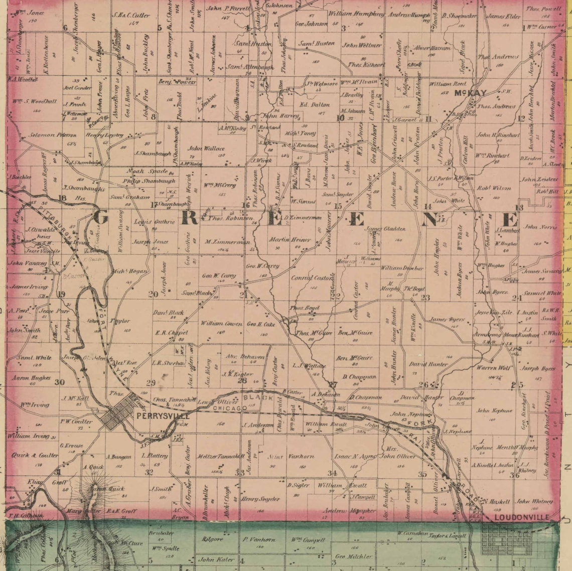 Ashland County Ohio 1861 Nunan Old Wall Map Reprint With | Etsy