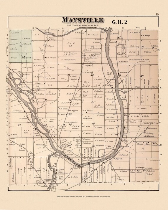 Maysville 1877 Old Town Map Reprint Aroostook County Etsy