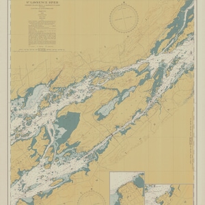 St Lawrence River-Whiskey Island Shoal to Bartlett Point, Clayton, Thousand Islands -1946 Nautical Map Reprint-Great Lakes NY 3-16