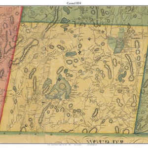Carmel New York 1854 map Lake Mahopac Lake Gleneida Lake Gilead - Putnam Co. Genealogy - Reprint NY TM