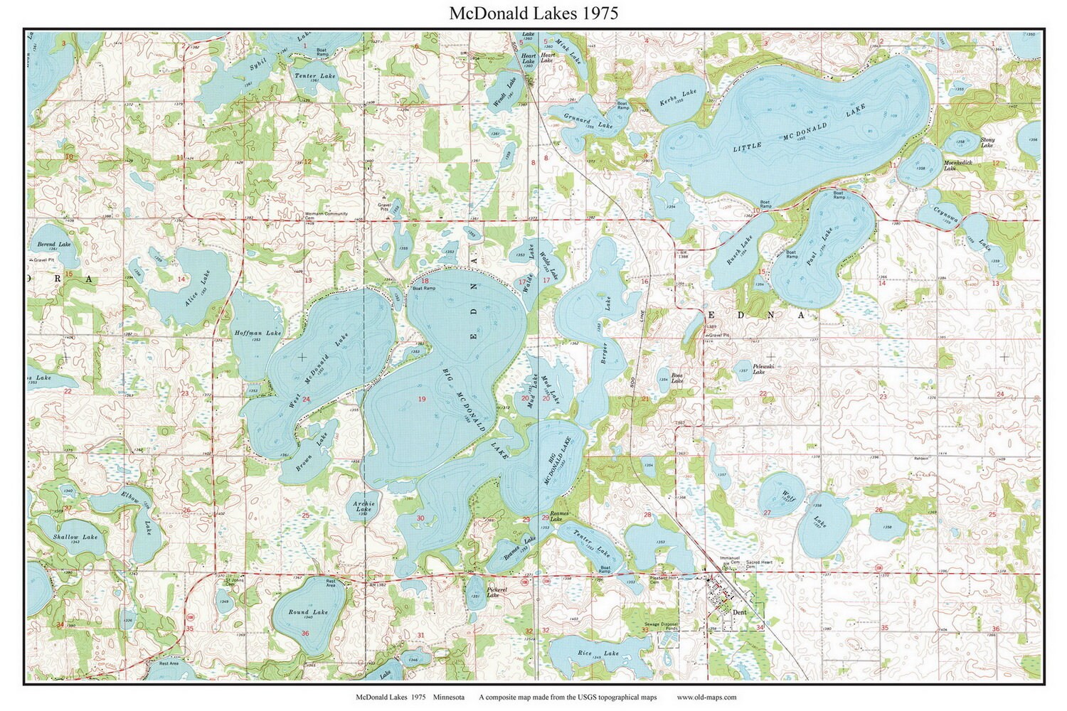 Home & Living Prints Berger Lake Paul Lake Wolf Lake McDonald Lakes Old