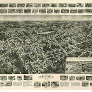 Amityville, New York- 1925 Birds Eye View by Metropolitan Aero-View Company  -   Reprint