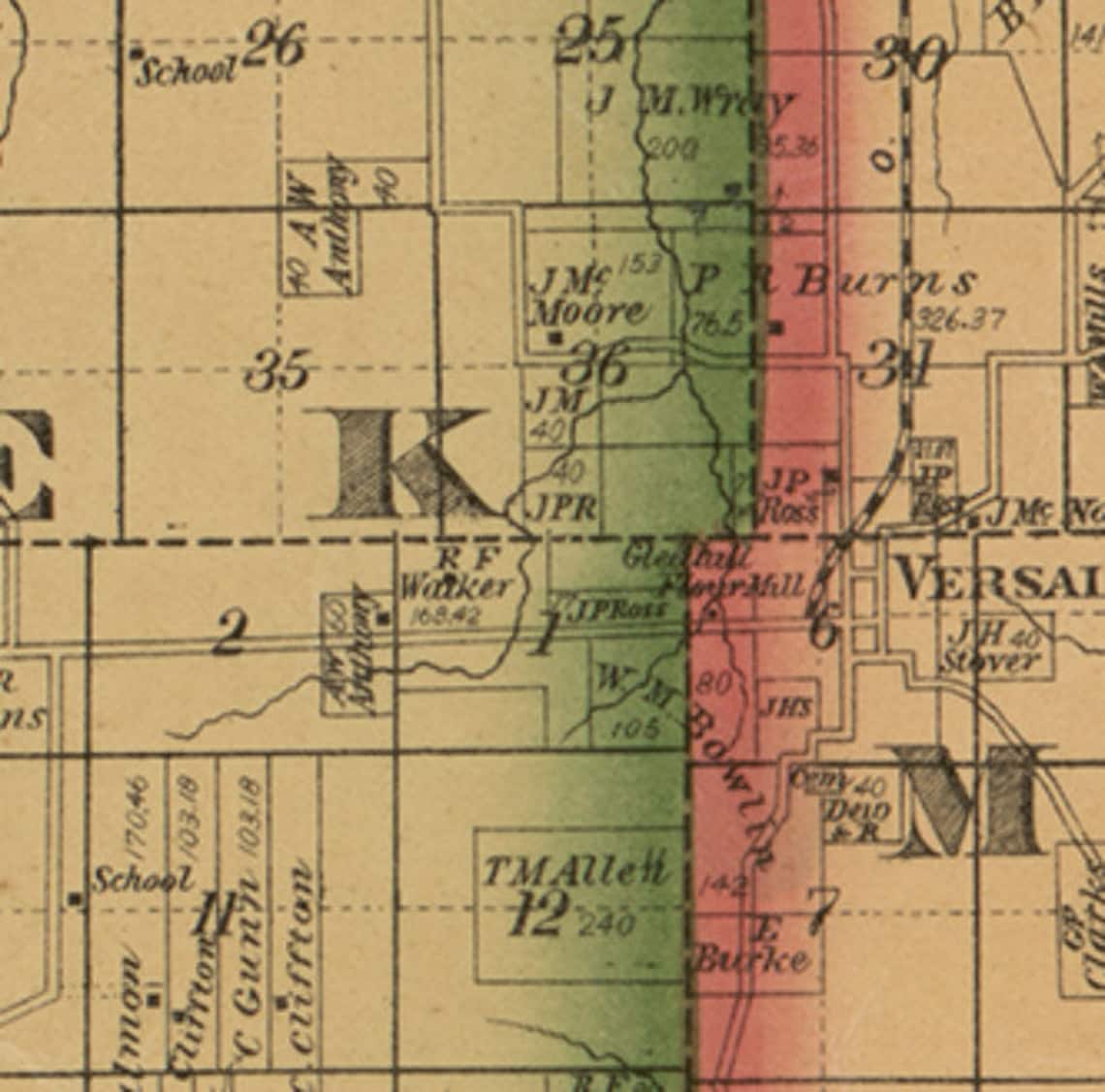 County Missouri 1880 Old Wall Map With Landowner & Etsy