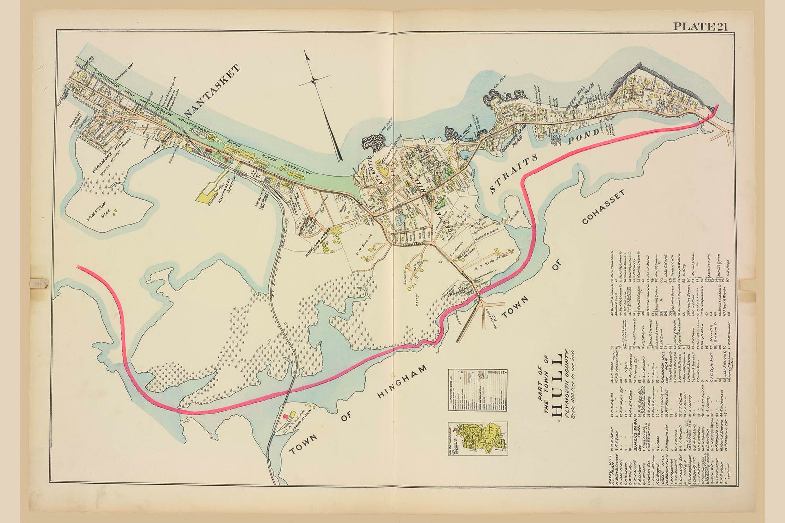 Hull Part 3 Massachusetts 1903 Old Town Map Reprint Etsy