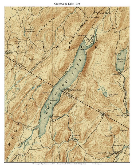 Greenwood Lake 1910 USGS Old Topographical Map Custom Print Etsy