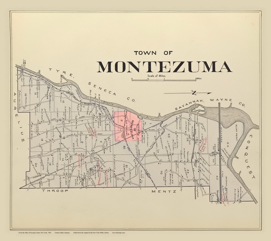Montezuma 1904 Old Map Homeowner Names Reprint Cayuga Co New Etsy